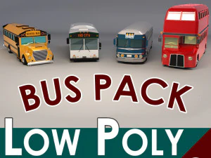 low poly bus pack 3D Модель