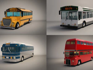 pacchetto bus low poly Modello 3D