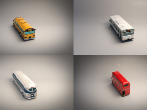 low poly bus pack Modèle 3D