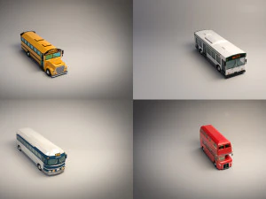 pacchetto bus low poly Modello 3D