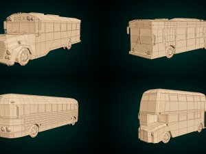 low poly bus pack Modèle 3D