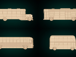 low poly bus pack Modèle 3D