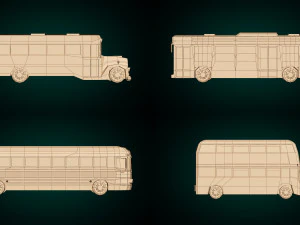 pacchetto bus low poly Modello 3D