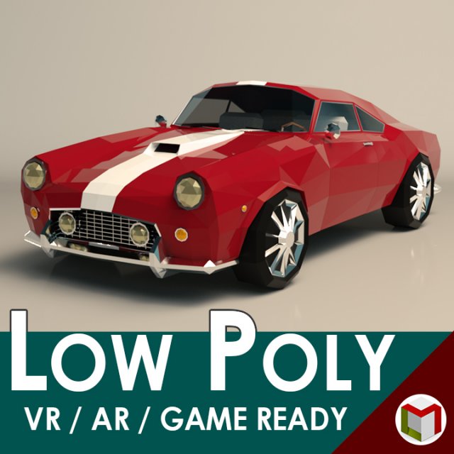 low poly muscle car 01 Model 3D .c4d .max .obj .3ds .fbx .stl .blend 