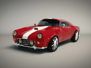 low poly muscle car 01 3D Model