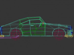 low poly muscle car 01 Model 3D