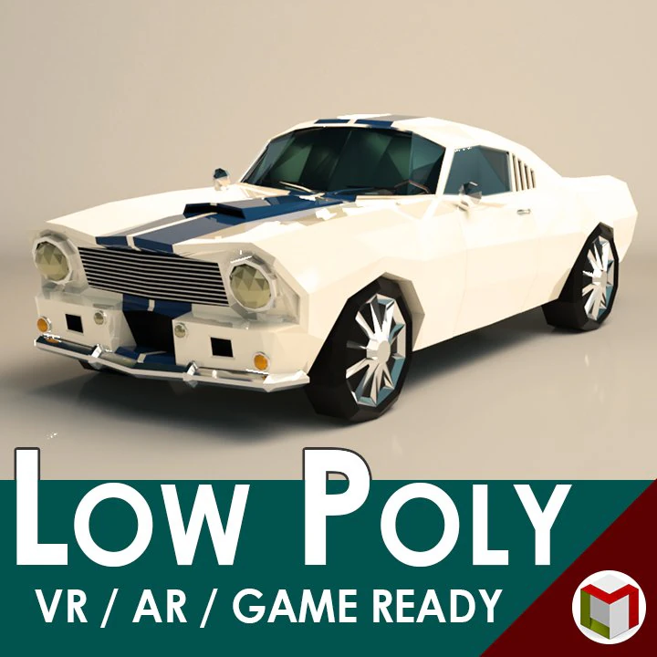 low poly muscle car 02 3D Model .c4d .max .obj .3ds .fbx .stl .blend 