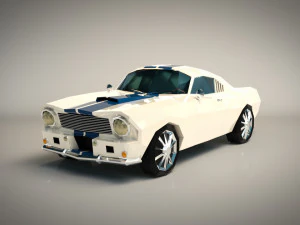 low poly muscle car 02 3D Model