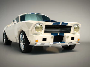 low poly muscle car 02 3D Model