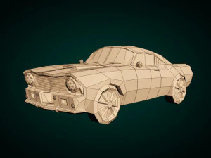 low poly muscle car 02 3D Model