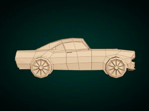 low poly muscle car 02 3D Model