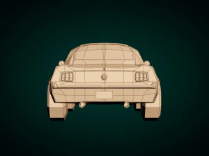 low poly muscle car 02 3D Model