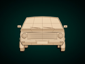 low poly cartoon city car 03 3D Model