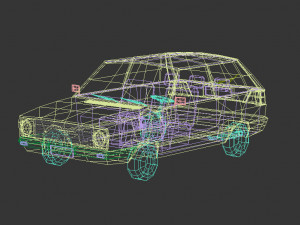 low poly cartoon city car 03 3D Model