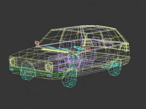 low poly cartoon city car 03 3D Model