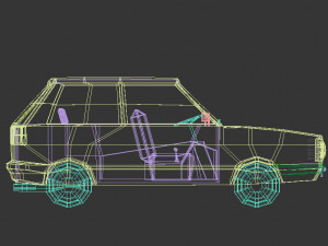 low poly cartoon city car 03 3D Model