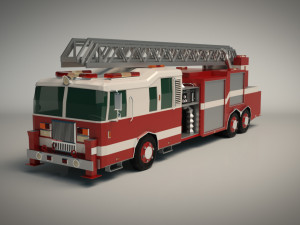 low poly fire truck 3D Модель