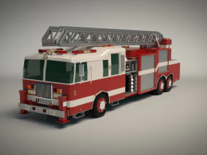 low poly fire truck 3D Model