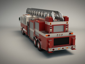 low poly fire truck 3D Модель