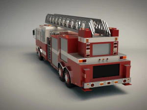 low poly fire truck 3D Model