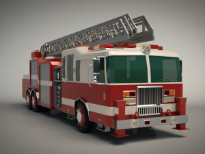 low poly fire truck 3D Модель