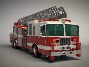 low poly fire truck 3D Model