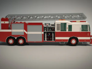 low poly fire truck 3D Model