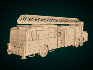 low poly fire truck 3D Модель
