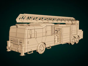 low poly fire truck 3D Model