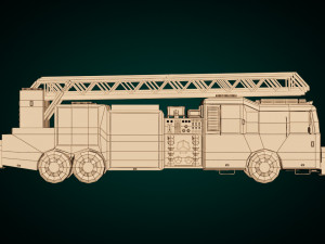 low poly fire truck 3D Модель