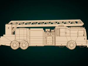 low poly fire truck 3D Model