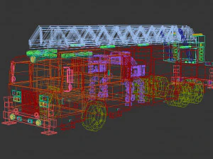 low poly fire truck 3D Model