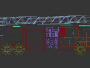 low poly fire truck 3D Модель