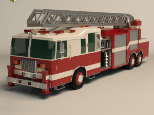 low poly fire truck 3D Model
