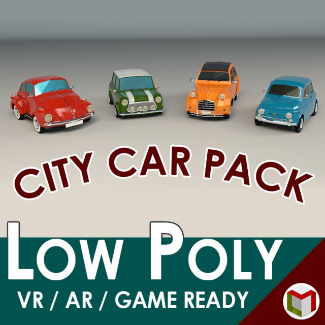 low poly city car pack 3D Модель .c4d .max .obj .3ds .fbx .stl .blend 