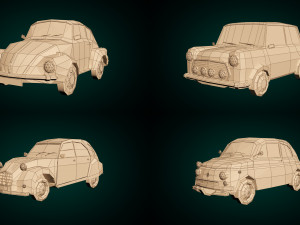 low poly city car pack 3D Модель