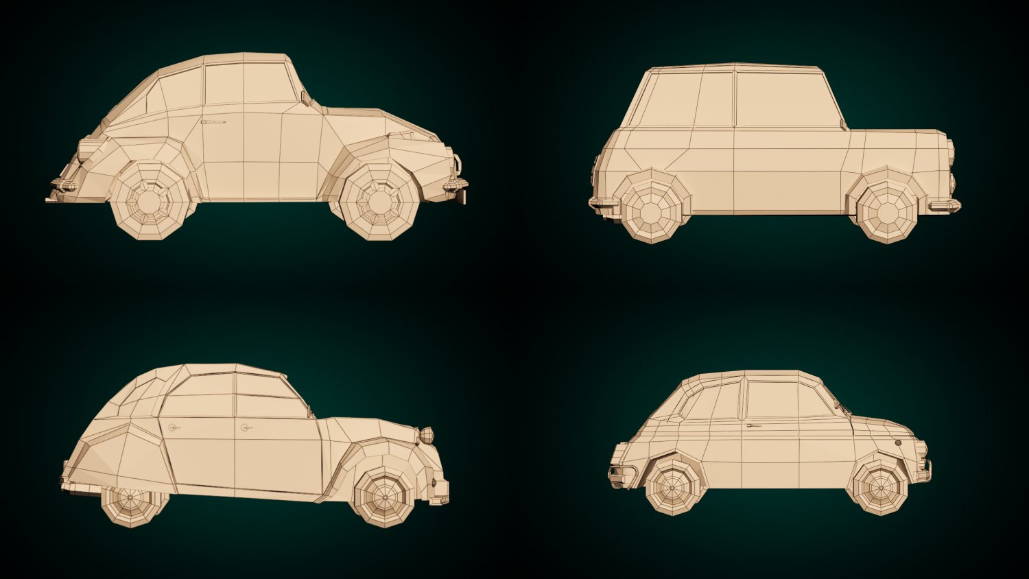Чертеж low poly машины