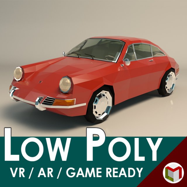 low poly sports car Modelo 3D .c4d .max .obj .3ds .fbx .stl .blend 
