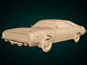 low poly muscle car 04 3D Model