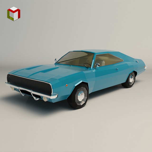 low poly muscle car 04 3D Model .c4d .max .obj .3ds .fbx .stl .blend 