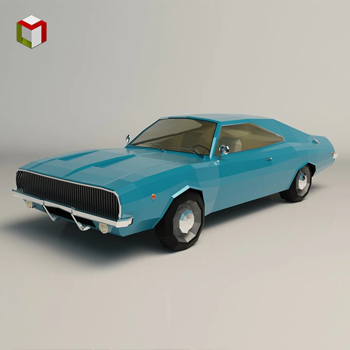 low poly muscle car 04 3D Model .c4d .max .obj .3ds .fbx .stl .blend
