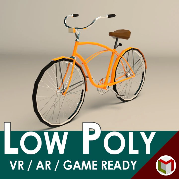 low poly vintage cruiser bike 3D Model .c4d .max .obj .3ds .fbx .stl .blend 