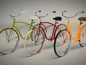 low poly vintage cruiser bike 3D Model