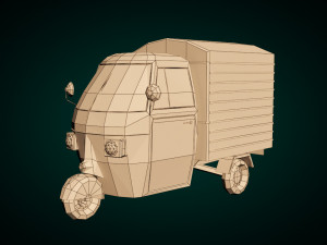 low poly three wheeled van 3D Модель