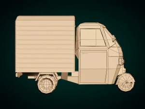 low poly three wheeled van 3D Model