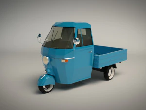 low poly three wheeled pickup 3D Model