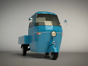 low poly three wheeled pickup 3D Model