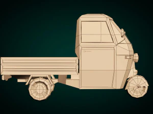 low poly three wheeled pickup 3D Model