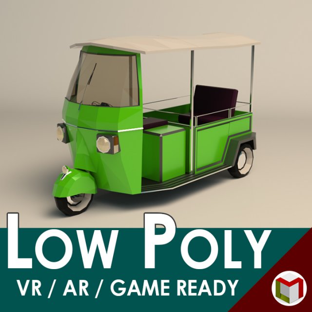 low poly auto rickshaw Modelo 3D .c4d .max .obj .3ds .fbx .stl .blend 