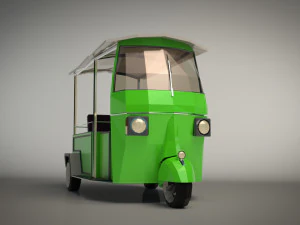 low poly auto rickshaw 3D Model
